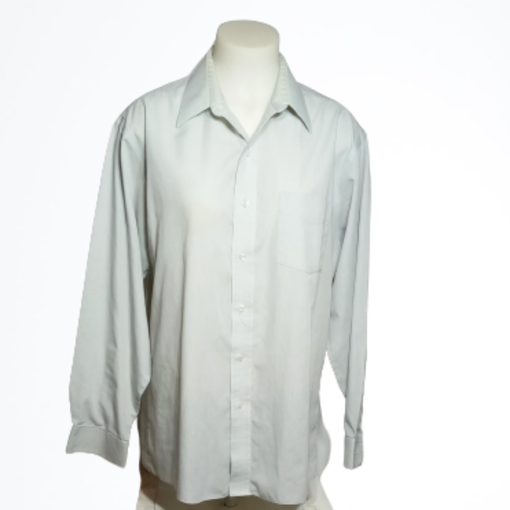 Stafford Men's Blue Wrinkle Free Long Sleeve Button Down Shirt Sz Lg
